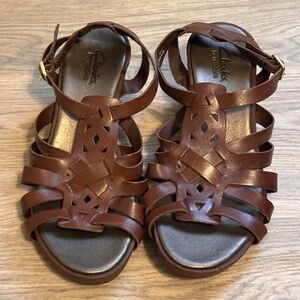 Clarks Expendables Women's Brown Strappy Wedge Sandals